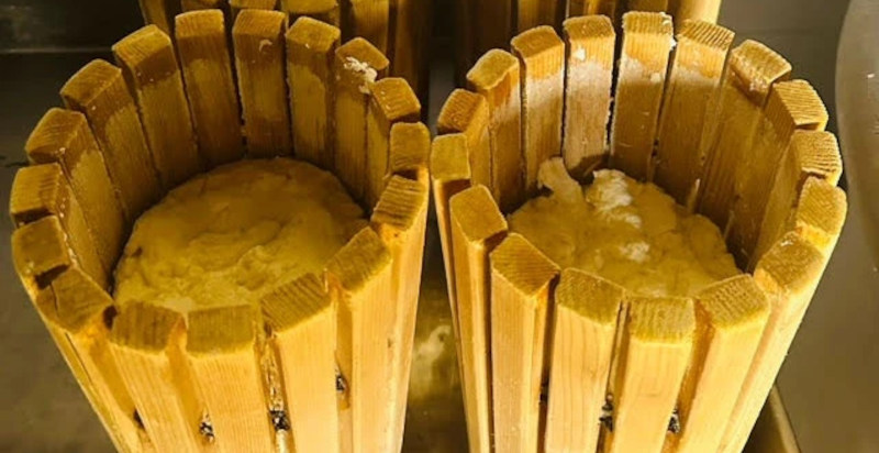 Produzione artigianale della ricotta in caseificio locale