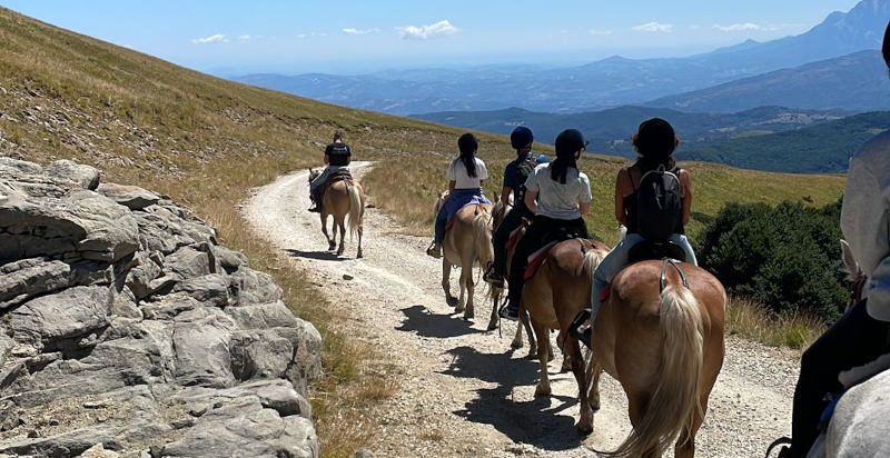 Cavallo e panorama mozzafiato a Rocca Santa Maria, Abruzzo