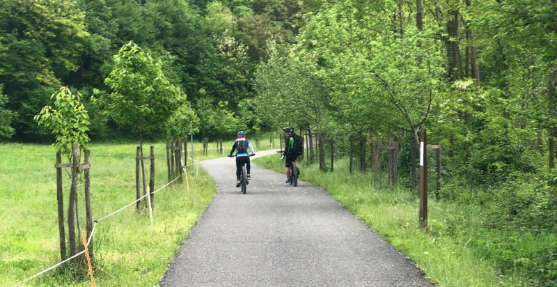 Panorama dell'Antica Strada Valeriana in Valcamonica, percorso in e-bike