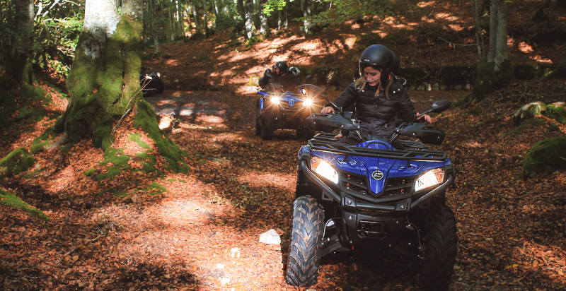 Gruppo di avventurieri in quad nel verde della Basilicat
