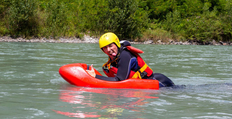 Paesaggio naturale durante l’hydrospeed in Valtellina