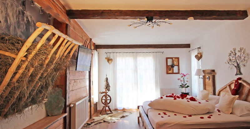 Camera del fieno ad Althofen, ambiente naturale con fieno e cabina ad infrarossi