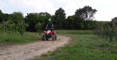 Pilota in quad su sentiero offroad tra le colline della Franciacorta