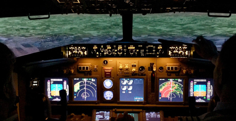 Cabina del simulatore di volo a Torino
