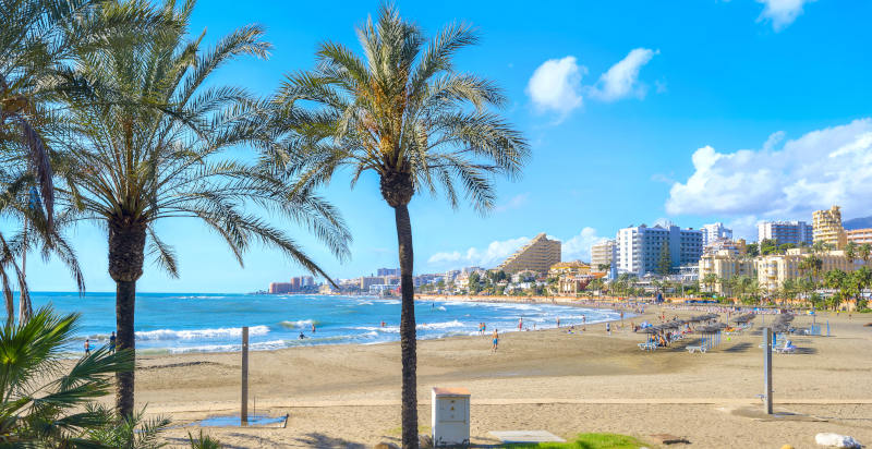 Veduta lungo la spiaggia di Malaga