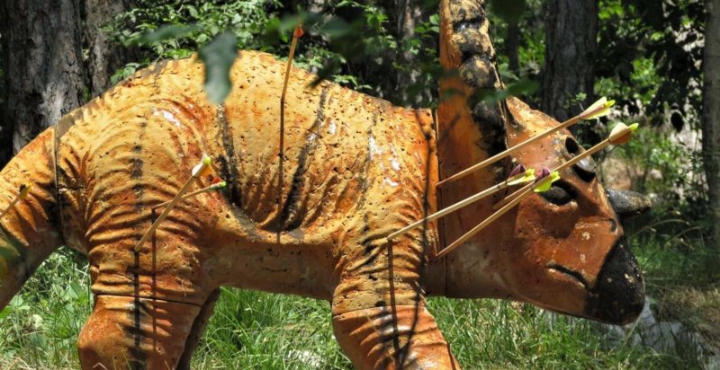 Bersaglio in legno per percorso tiro con l’arco nel bosco