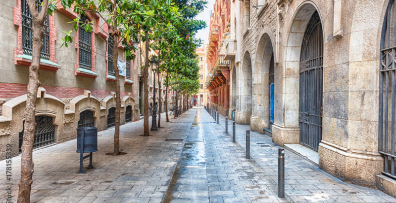 Viale tipico della città vecchia di Barcellona