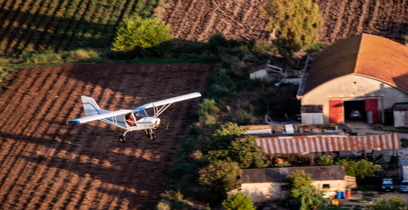 Vista panoramica di Pontinia dall'aeroplano in volo