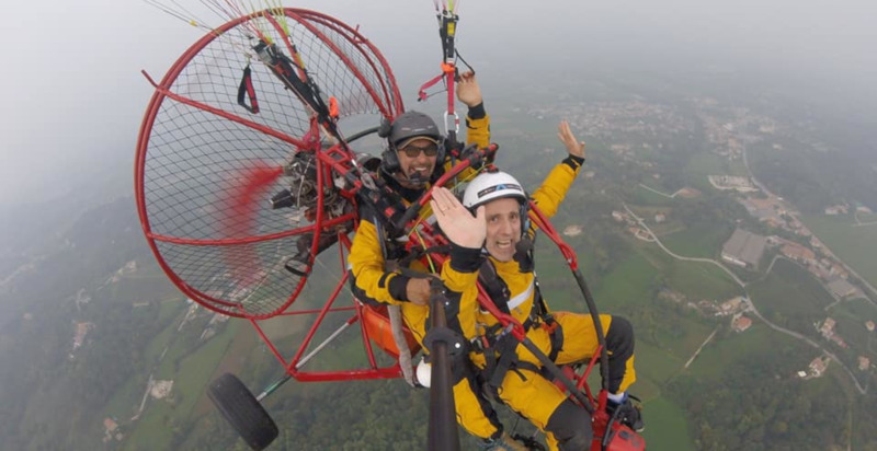 Paesaggio di Asolo visto dal paramotore