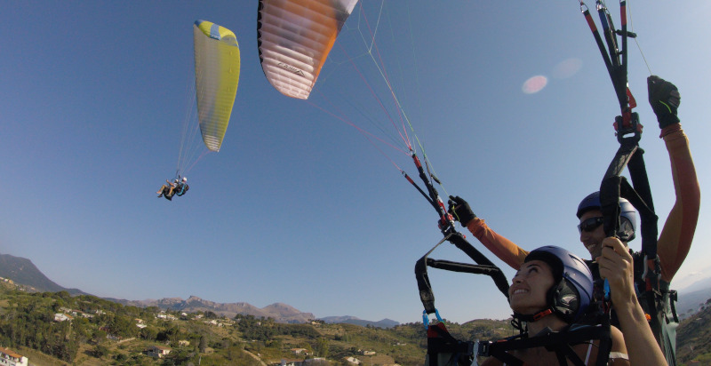 Decollo in parapendio biposto da Cusercoli, panorami dell'Appennino Forlivese